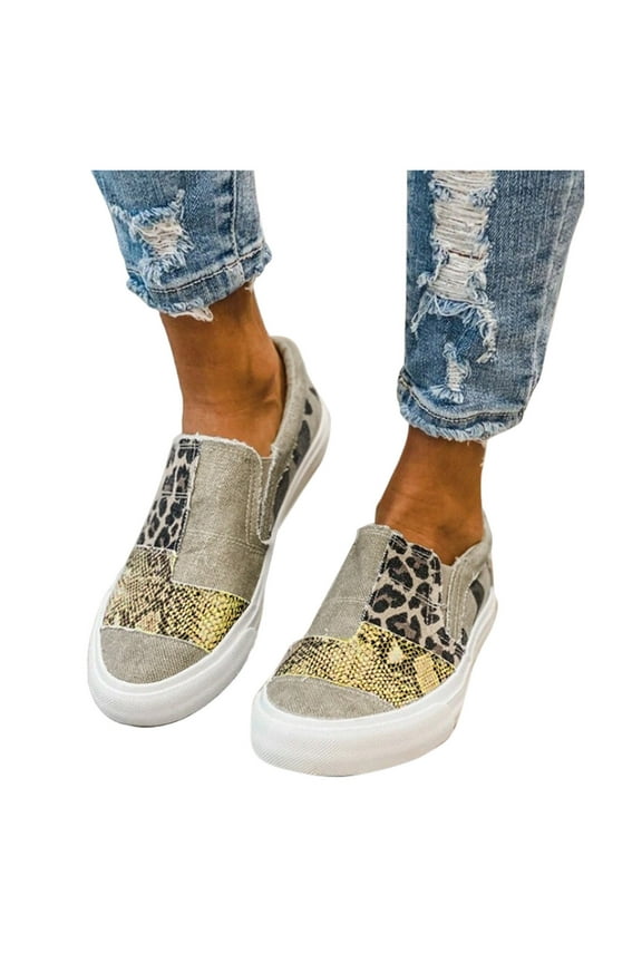 Low Top Canvas Shoes for Women Platform Fashion Sneakers Slip on Flats Loafers Walking Shoes