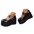 thumbnail image 1 of IUJSOY Mary Jane Shoes Women Black Wedges Heels Comfort Platform Pumps Double Strap Dress Shoes, 1 of 8
