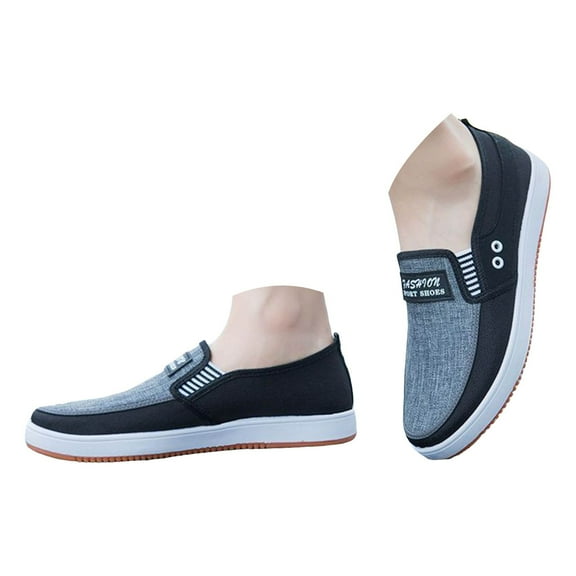 IUJSOY Men Canvas Casual Shoes Flat Non Slip Soles Loafer Deck Business Shoes Walking Comfort
