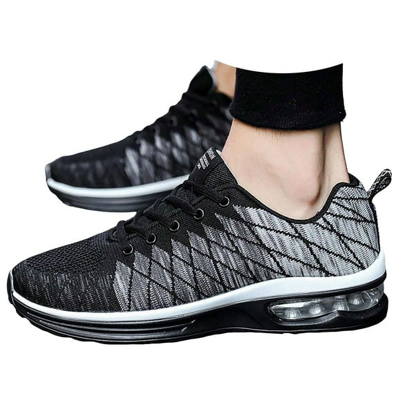 IUJSOY Men's Air Cushion Sneakers Knit Slip on Athletic Running Walking Shoes with Memory Foam