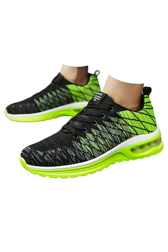 Men's Air Cushion Sneakers Knit Slip on Athletic Running Walking Shoes with Memory Foam