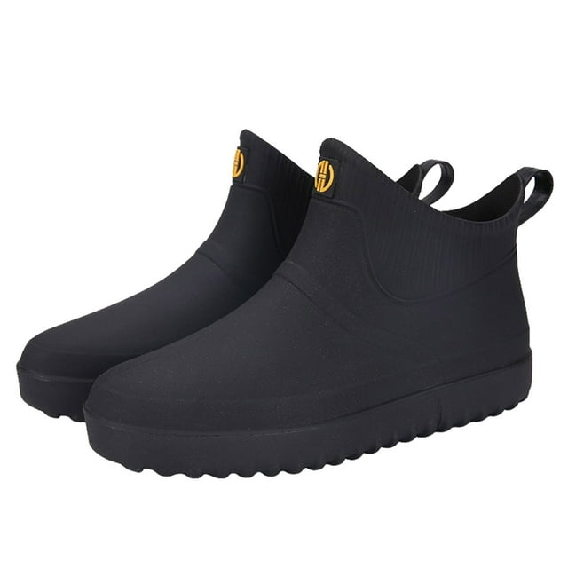 IUJSOY Men's Deck Boots Fishing Waterproof Rain Boots Slip on Rubber Ankle Booties Footwear