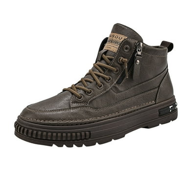 IUJSOY Men's High Top Ankle Boots Lace up Flat Fashion Sneakers Boots Waterproof Walking Shoes