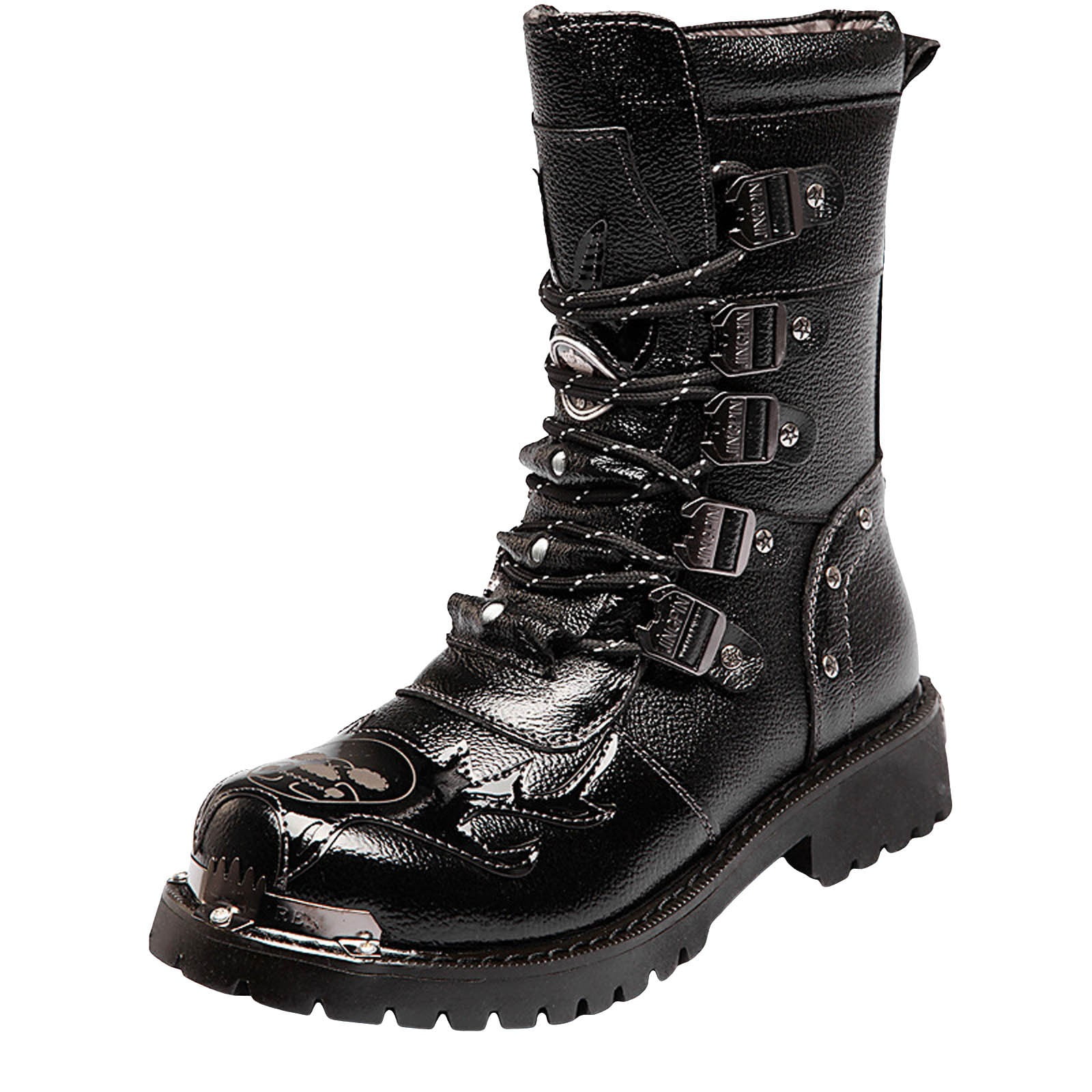 Oyedens Mens Combat Boots Gothic Vintage Leather Motorcycle Oyedens Mens Combat Boots Gothic Vintage Leather Motorcycle