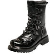 thumbnail image 1 of IUJSOY Men's Motorcycle Boots Leather Mid Calf Boots Lace up Riding Punk Rock Shoes Training Boots, 1 of 7