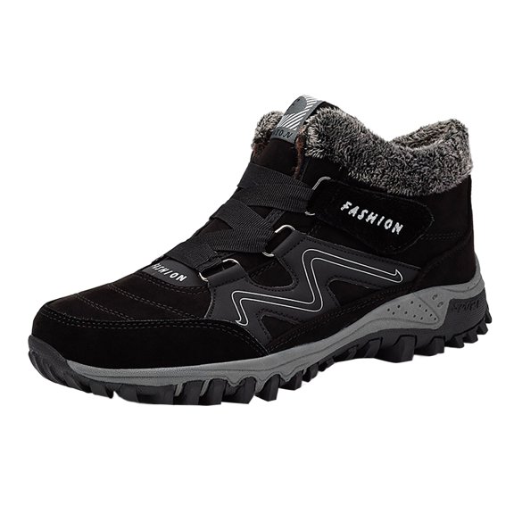 IUJSOY Men's Snow Boots Winter Suede Velcro High Top Outdoor Lightweight Trekking Hiking Sneakers