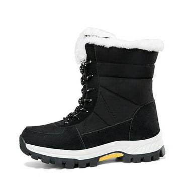 IUJSOY Men's Warm Snow Boots Soft Sole Furry Lined Waterproof Anti Slip Winter Hiking Climping Boot
