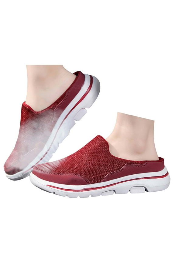 Men's Women's Open Back Sneaker Clogs Knit Mules Shoes Slip on Lightweight Breathable Slippers