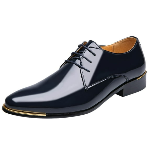 IUJSOY Mens Dress Shoes Tuxedo Shoes Patent Leather Lace up Dress Shoes Classic Formal Oxfords