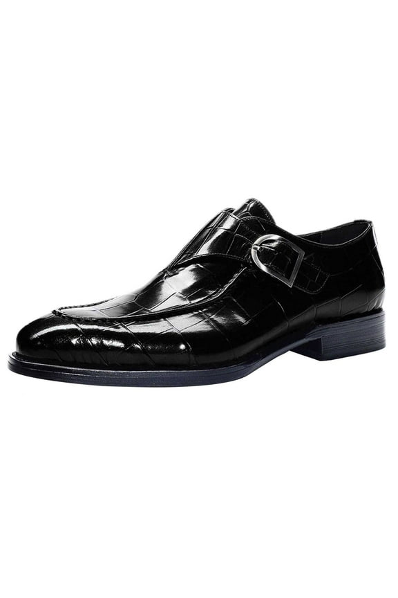 Mens Retro Slip on Monk Buckle Loafers Formal Tuxedo Shoes Fashion Business Dress Oxford Shoe