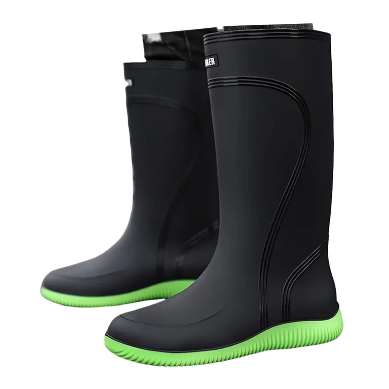 IUJSOY Mens Rubber Rain Boots Mid Calf Waterproof Insulated  display picture 1