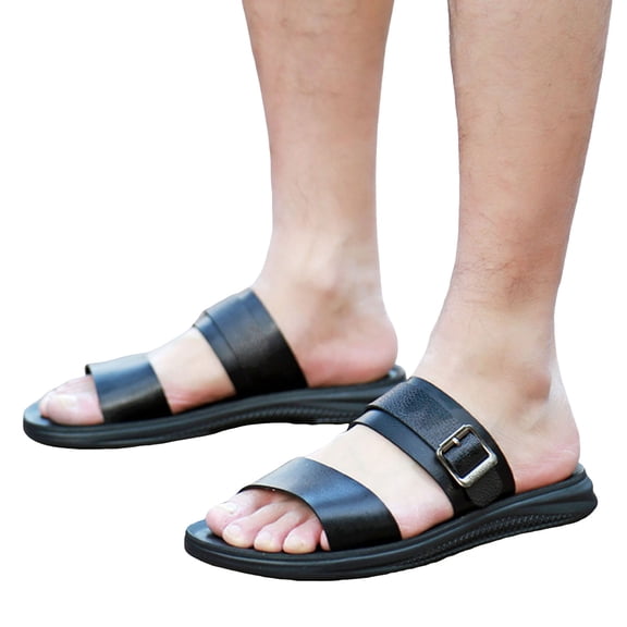 IUJSOY Mens Slippers Lightweight Open Toe Slides with Arch Support Casual Slip on Shoes Sandals