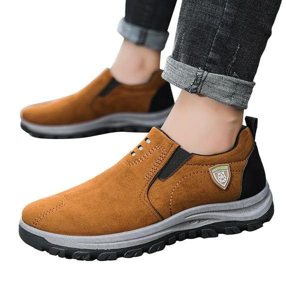 IUJSOY Mens Sneakers Suede Hiking Shoes Men Anti-Slip Slip on Loafers Fashion Casual Athletic Shoes