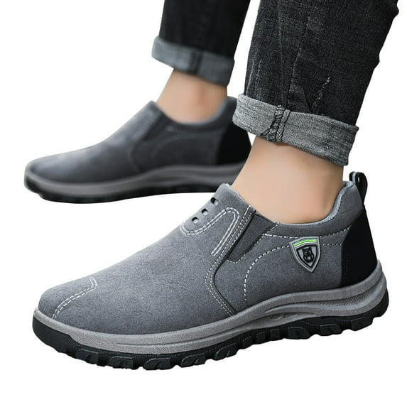 IUJSOY Mens Sneakers Suede Hiking Shoes Men Anti-Slip Slip on Loafers Fashion Casual Athletic Shoes