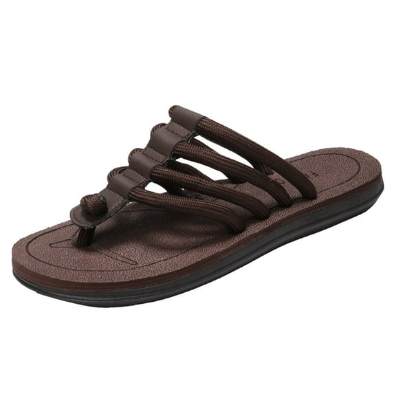 IUJSOY Mens Strap Flat Sandals Casual Summer Beach Shoes Open Toe Flip Flops T-Strap Slippers
