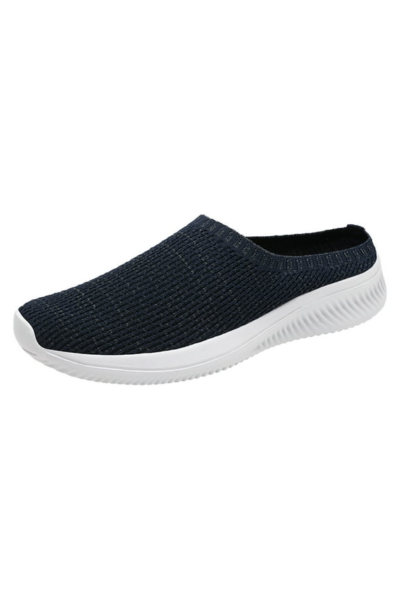 Mules for Men Open Back Sneakers Clog Knit Mesh Slip on Slippers Closed Toe Slides Walking Shoes
