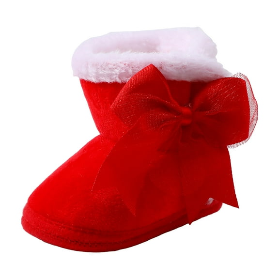 IUJSOY Newborn Baby Cotton Booties Non-Slip Boys Girls Infant Winter Warm Cozy Bowknot Socks Shoes