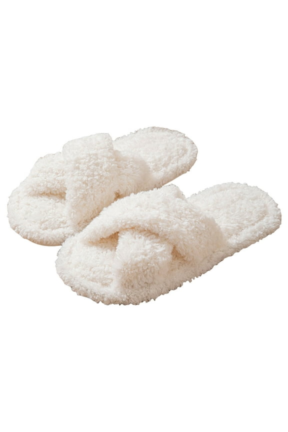 Open Toe Slippers for Women Memory Foam Cozy Cross Band Soft House Shoes Slip on Slides