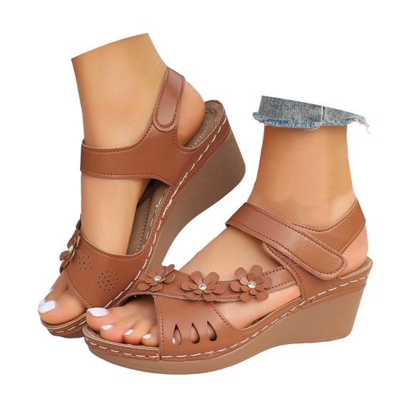 IUJSOY Orthopedic Sandals for Women Comfortable Boho Slingback Wedge Sandals Breathable Pumps Shoes