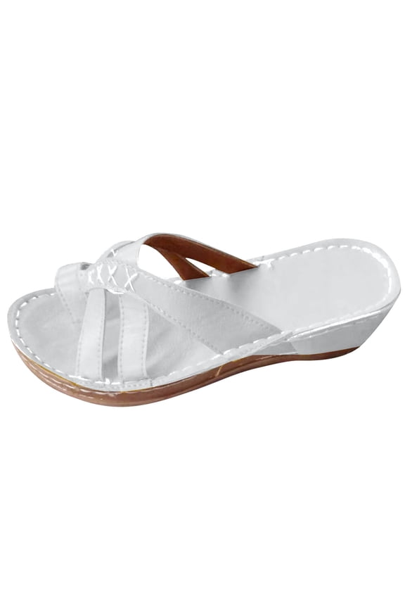 Orthotic Slides for Women Fashion Strappy Ring Toe Wedge Sandals Arch Support Summer Shoes