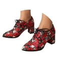 thumbnail image 1 of IUJSOY Oxford Shoes for Women Chunky High Heels Lace up Round Toe Print Saddle Pumps Shoes, 1 of 8