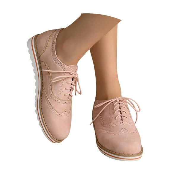 IUJSOY Oxford Shoes for Women Vintage Wingtip Flats Lace up Non-Slip Work Business Casual Shoes