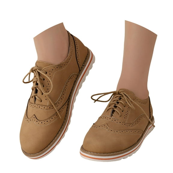 IUJSOY Oxford Shoes for Women Vintage Wingtip Flats Lace up Non-Slip Work Business Casual Shoes