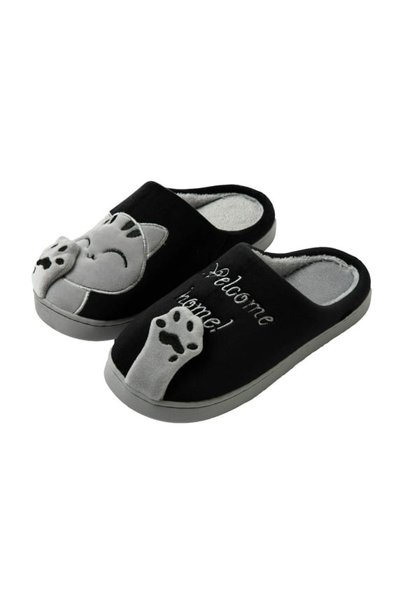 Pairable Slipper for Women Men Cute Cat Soft Plush Fuzzy Winter Indoor House Slippers