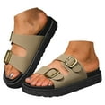 thumbnail image 1 of IUJSOY Platform Sandals for Women 2025 Comfortable Slides Open Toe Slippers Double Buckle Beach Shoe, 1 of 8