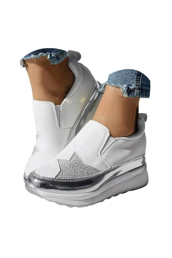 Platform Sneakers for Women Trendy Glitter Tennis Shoes Chunky Walking Shoes Wegdes