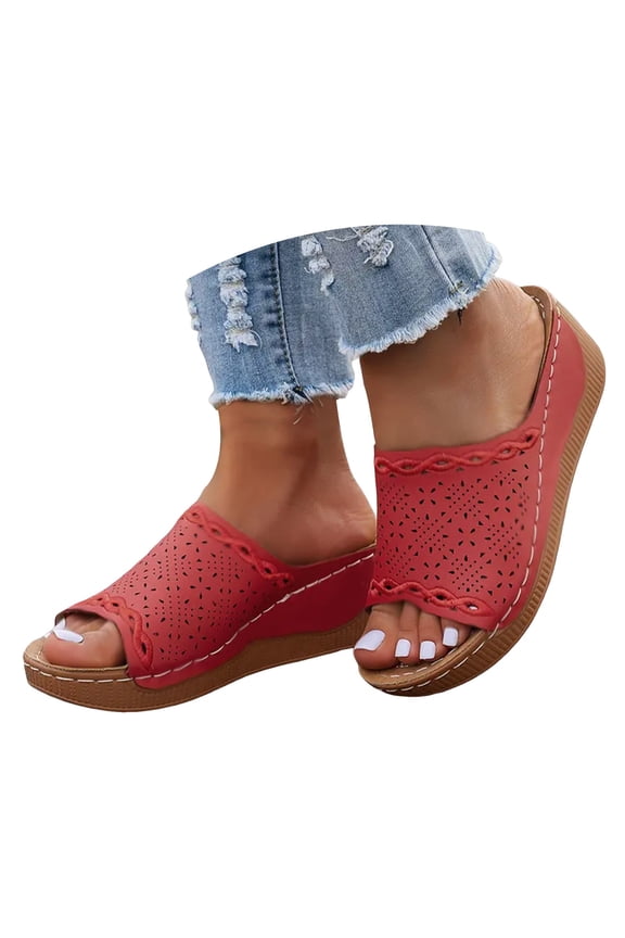 Platform Wedge Sandals for Women 2025 Bohemian Slip on Shoes Comfort Footbed Slides