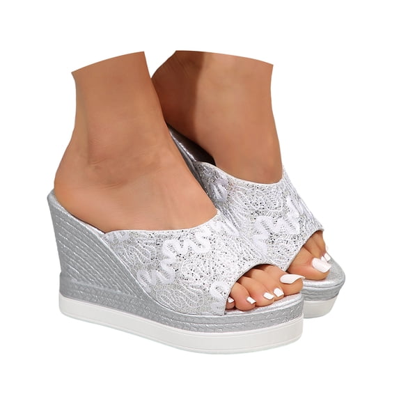 Mostsola Platform Wedges Heels for Women Sandals Peep Toe Slip on Shoes Slides Summer Slippers