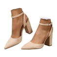 thumbnail image 1 of IUJSOY Pointed Toe Heels for Women Suede Closed Toe Heels Block Wome Pumps with Ankle Strap, 1 of 7