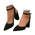 thumbnail image 1 of IUJSOY Pointed Toe Heels for Women Suede Closed Toe Heels Block Wome Pumps with Ankle Strap, 1 of 7