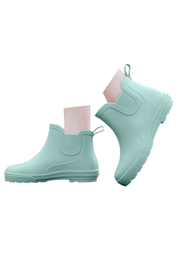 Rain Boots Women Ankle Booties Ladies Waterproof Spring Wide Calf Non-Slip Garden Boot