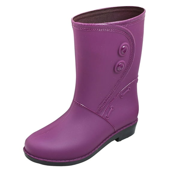IUJSOY Rain Boots for Womens Black Waterproof Mid Calf Lightweight Booties Out Work Comfortable Garden Shoes