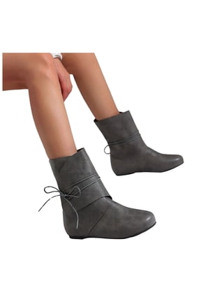 Mostsola Round Toe Ankle Boots for Women Lace up Wide Calf Flat Booties Motorcycle Western Boots