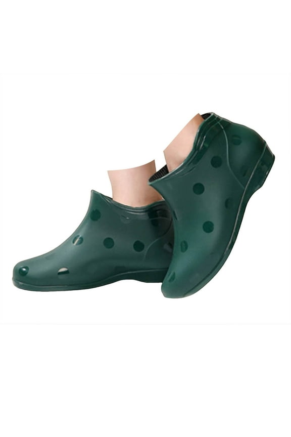 Rubber Rain Boots for Women Waterproof Chelsea Boots Short Ankle Spot Wedge Heel Rain Shoes