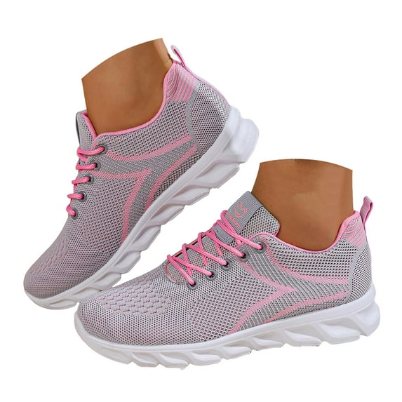 IUJSOY Running Shoes for Women Comfortable Lace up Mesh Sneakers Lightweight Platform Walking Shoes