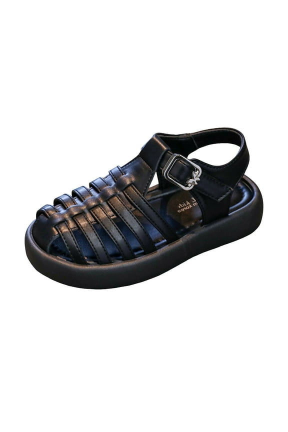 Sandals for Girls Closed Toe Gladiator Summer Dress Shoes Little Kid Caged Roman Flats