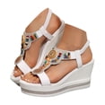 thumbnail image 1 of IUJSOY Sandals for Women 2025 Boho Beaded Wedges Heels Platform Slingback Sandals Pumps Dress Shoes, 1 of 9