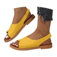thumbnail image 1 of IUJSOY Sandals for Women 2025 Casual Peep Toe Slingback Flats Shoes Comfortable Slip on Beach Shoes, 1 of 8