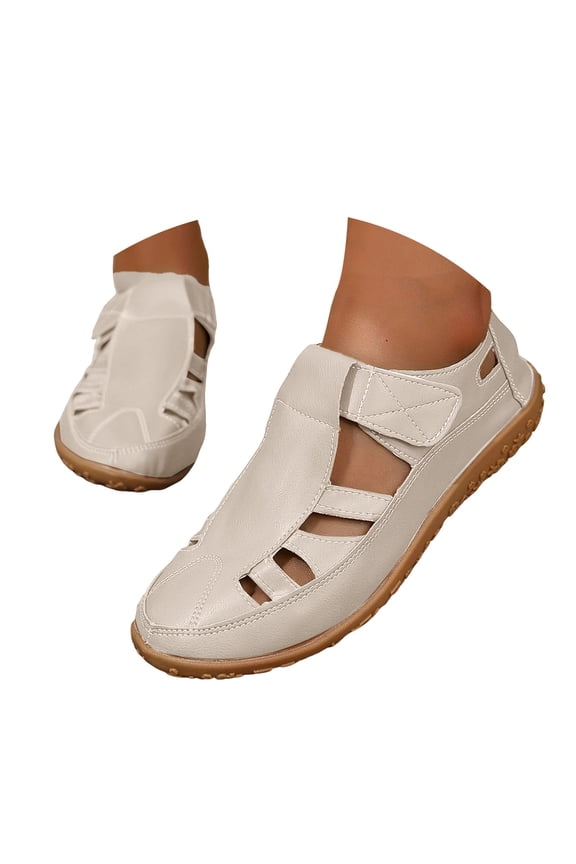 Sandals for Women 2025 Comfortable Walking Shoes Closed Toe Hollow out Flats Summer Shoes