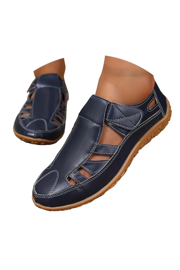 Sandals for Women 2025 Comfortable Walking Shoes Closed Toe Hollow out Flats Summer Shoes