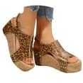 thumbnail image 1 of IUJSOY Sandals for Women 2025 Slingback Platform Wedge Sandals Leopard Print Cork Dress Summer Slides, 1 of 9