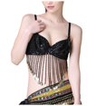 thumbnail image 1 of IUJSOY Sequin Fringe Tassel Crop Top for Women Beach Festival Tank Glitter Belly Dance Tops, 1 of 6