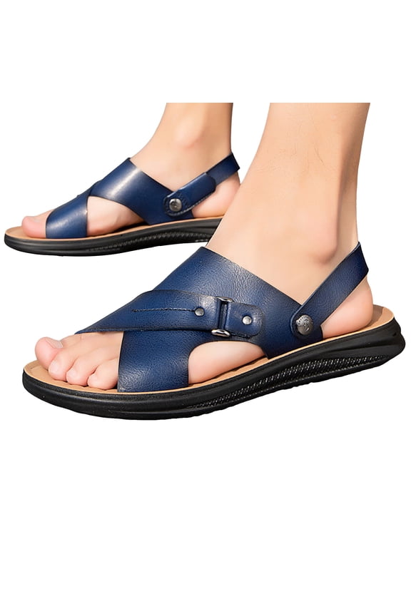 Slides for Men Comfort Arch Support Open Toe Slippers Anti-Slip Adjustable Beach Shoes