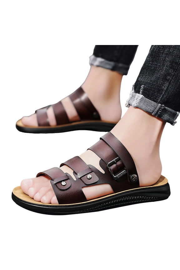 Slides for Men Comfort Arch Support Open Toe Slippers Anti-Slip Adjustable Beach Shoes