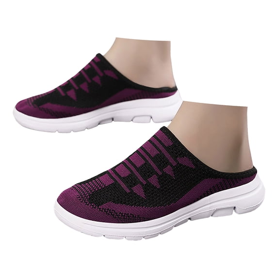 IUJSOY Slip on Mules for Women Knit Mesh Clogs Lightweight Comfort Walking Shoes Breathable Slippers