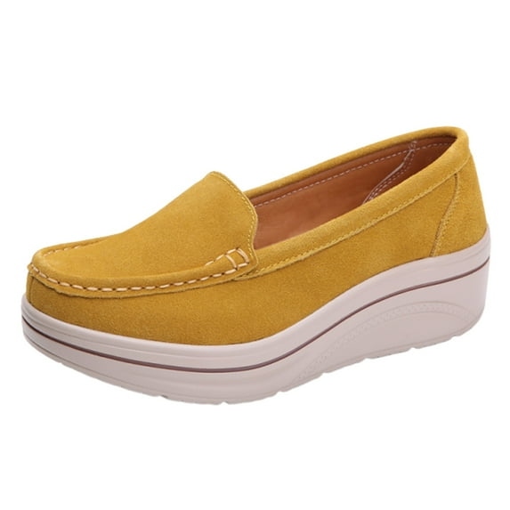 IUJSOY Slip on Platform Loafers for Women Wedge Casual Walking Shoes Suede Fashion Sneakers